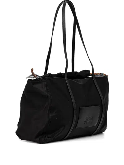 Bimba Y Lola Large Drawstring Tote Bag In Black