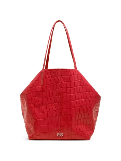 Bimba Y Lola Large Embossed-leather Tote Bag In Red