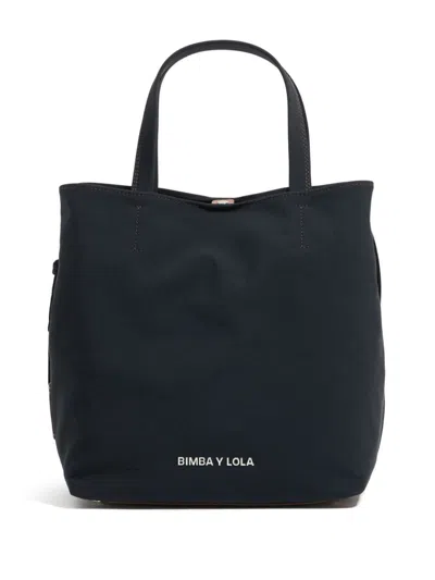 Bimba Y Lola Large Gabardine Chihuahua Tote Bag In Blue