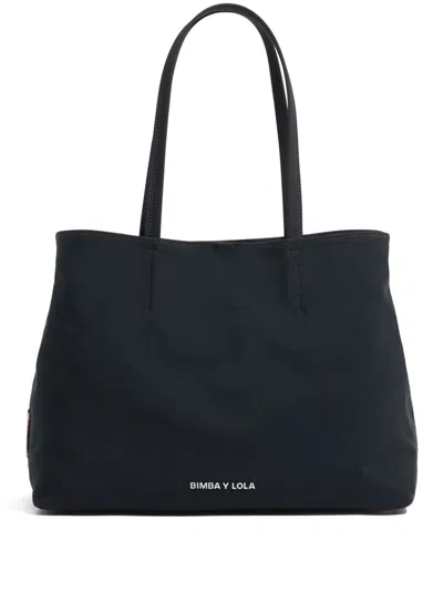 Bimba Y Lola Large Gabardine Chihuahua Tote Bag In Grey