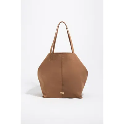 Bimba Y Lola Large Gabardine Shopper Bag In Brown