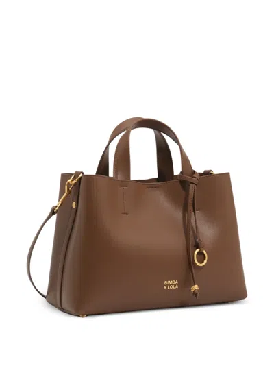 Bimba Y Lola Large Golden-brown Leather Chihuahua Tote Bag