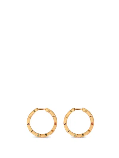 Bimba Y Lola Large Hoop Earrings With Multicolored Logo In Gold