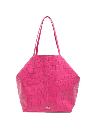 Bimba Y Lola Large Leather-embossed Tote Bag In Pink
