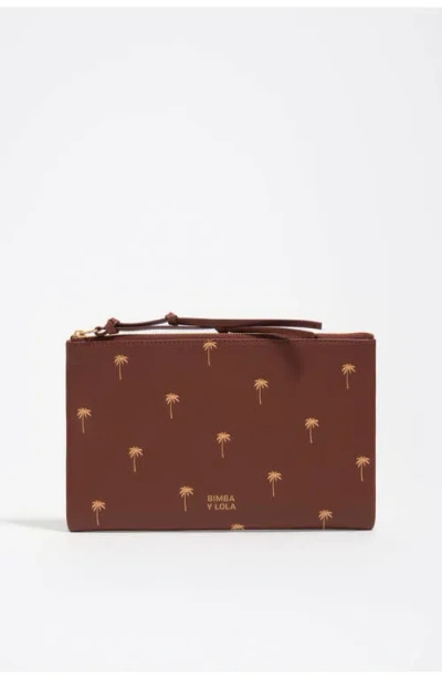 Bimba Y Lola Large Leather Palms Make-up Case In Brown