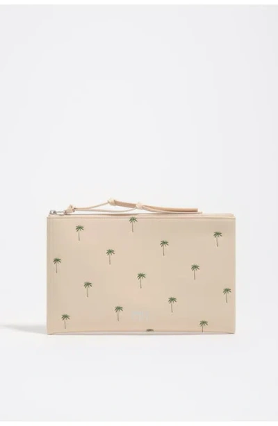 Bimba Y Lola Large Leather Palms Make-up Case In Neutral