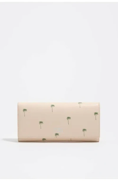 Bimba Y Lola Large Leather Palms Wallet In Sand
