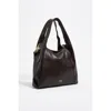 Bimba Y Lola Large Leather Paper Bag In Brown