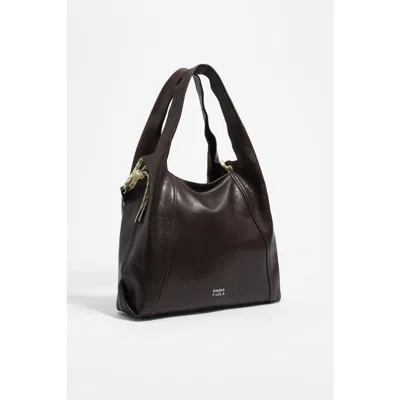 Bimba Y Lola Large Leather Paper Bag In Brown