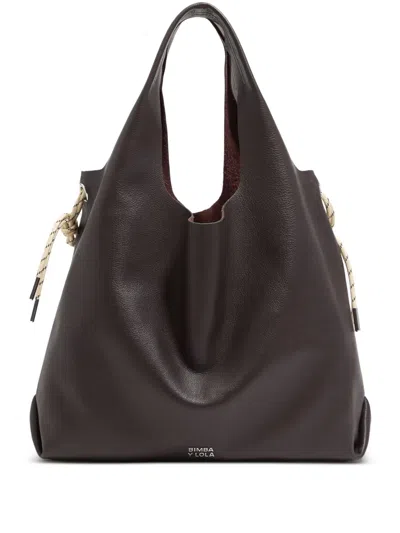 Bimba Y Lola Large Leather Shoulder Bag In Brown