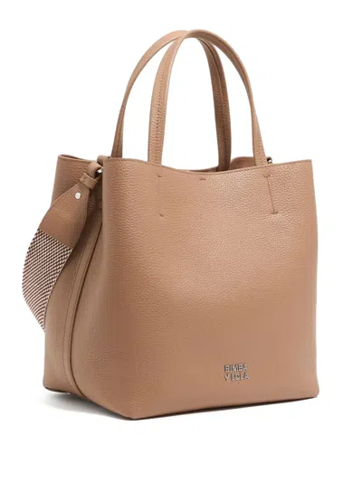 Bimba Y Lola Large Leather Tote Bag In Neutrals