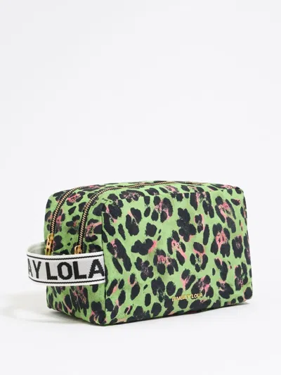 Bimba Y Lola Large Leopard-print Travel Pouch In Green