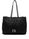 Bimba Y Lola Large Quilted Shopper Bag With Chain Strap In Black