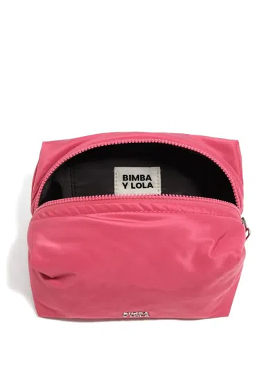 Bimba Y Lola Large Logo-plaque Make-up Bag In Pink