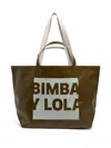 Bimba Y Lola Large Logo-plaque Tote Bag In Green