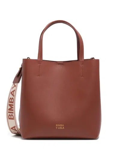 Bimba Y Lola Large Logo-print Shoulder Bag In Brown