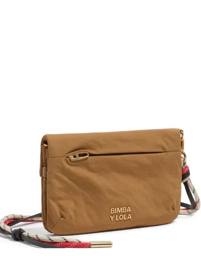 Bimba Y Lola Large Logo-lettering Rope-strap Wallet In Brown