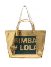 Bimba Y Lola Large Metallic Logo Tote Bag In Gold