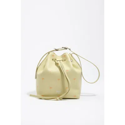 Bimba Y Lola Large Palms Print Leather Carlino Bucket Bag In Yellow