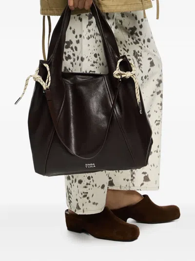 Bimba Y Lola Large Paper Bag Leather Shoulder Bag In Brown