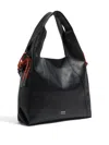 Bimba Y Lola Large Paper Leather Drawstring Shoulder Bag In Black