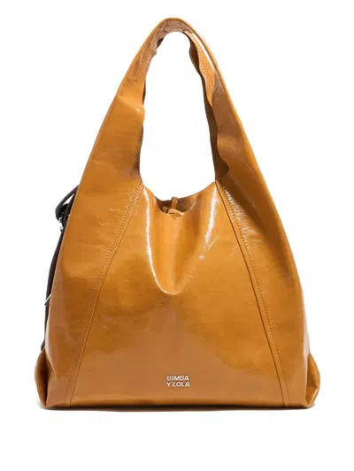 Bimba Y Lola Large Paper Leather Shoulder Bag In Orange