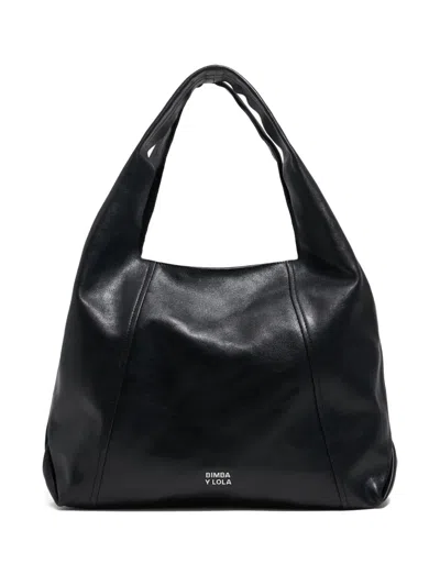 Bimba Y Lola Large Paper Leather Tote Bag In Black