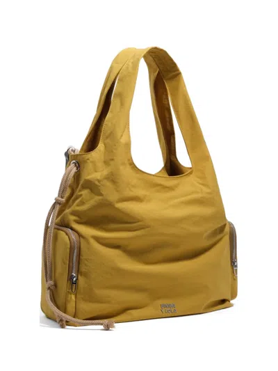 Bimba Y Lola Large Paper Pocket Shoulder Bag In Yellow