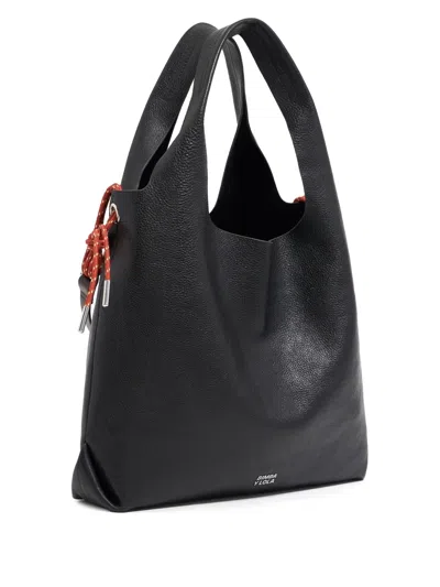 Bimba Y Lola Large Paper Tote Bag In Black