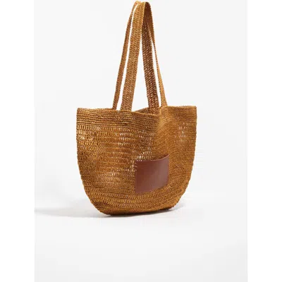 Bimba Y Lola Large Plaited Tote Bag In Brown