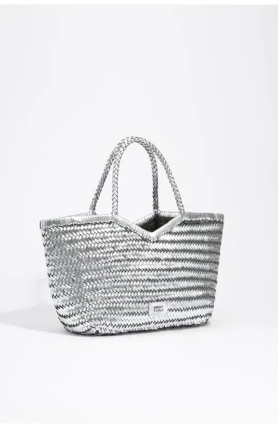 Bimba Y Lola Large Plaited Leather Shopper Bag In Silver