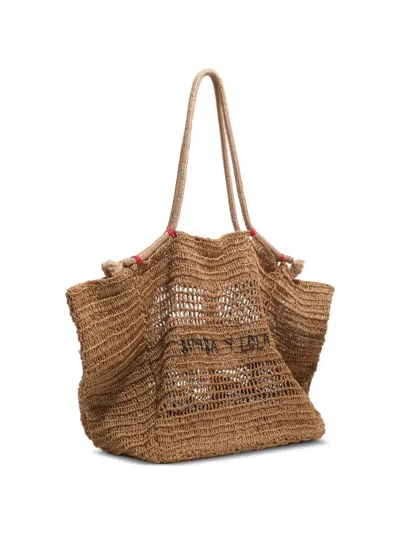 Bimba Y Lola Large Raffia-effect Tote Bag In Brown