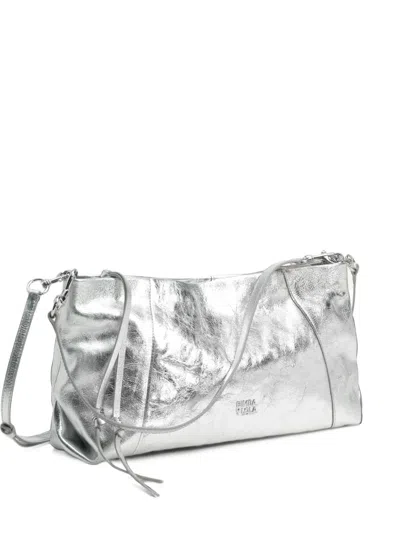 Bimba Y Lola Large Silver-tone Leather Clutch