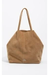 Bimba Y Lola Large Split Leather Shopper Bag In Brown