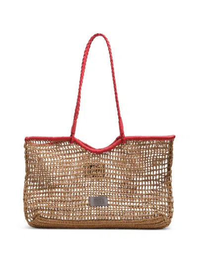 Bimba Y Lola Large Woven-design Tote Bag In Neutral