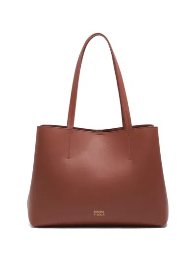 Bimba Y Lola Large Zip Leather Shoulder Bag In Brown