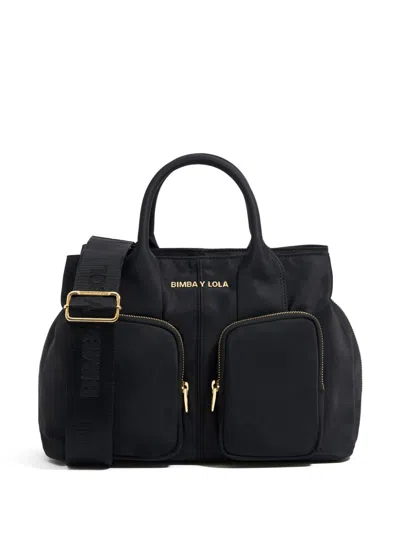 Bimba Y Lola Large Zip-pocket Tote Bag In Black