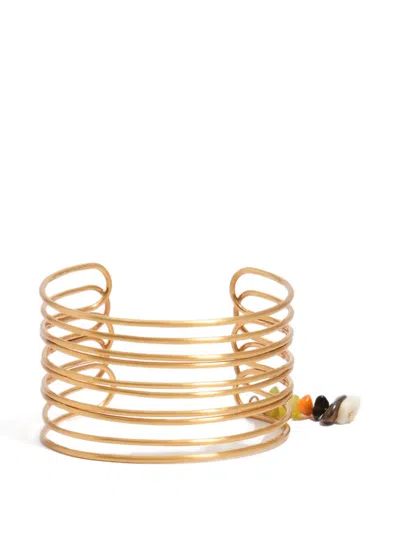 Bimba Y Lola Layered Beaded Cuff Bracelet In Gold