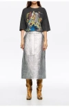 Bimba Y Lola Leather A-line Midi Skirt In Silver
