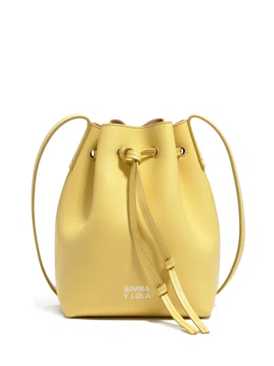 Bimba Y Lola Leather Drawstring-closure Bucket Bag In Yellow