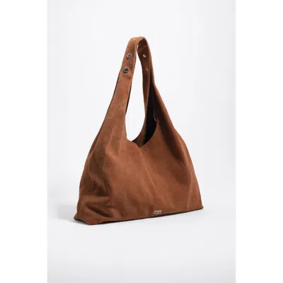 Bimba Y Lola Leather Maxi Shoulder Bag In Brown