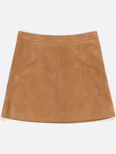 Bimba Y Lola Leather Mini Skirt In Brown