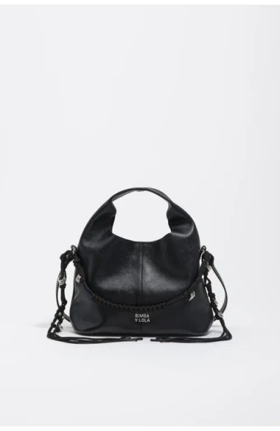 Bimba Y Lola Leather Plaited Handle Paper Bag In Blue