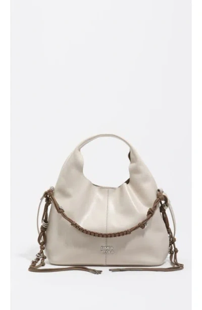 Bimba Y Lola Leather Plaited Handle Paper Bag In Neutral