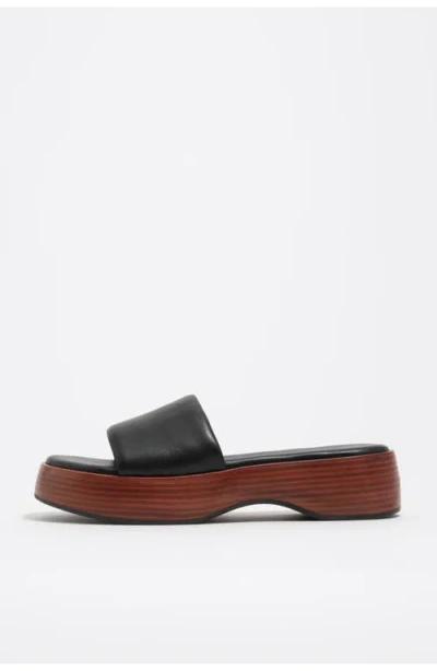 Bimba Y Lola Leather Platform Sandals In Black