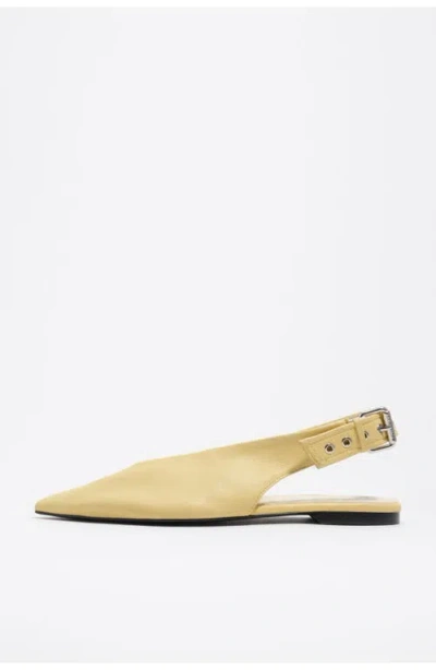 Bimba Y Lola Leather Slingback Pointed Toe Ballerina In Yellow