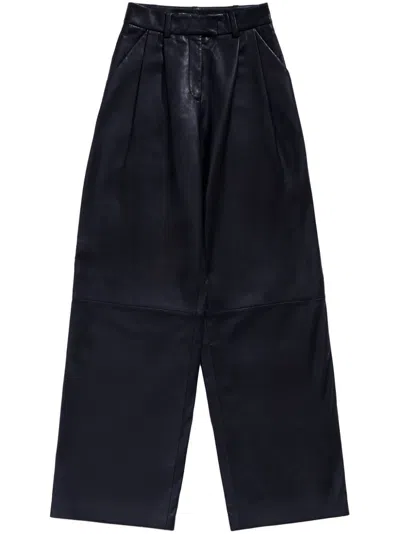 Bimba Y Lola Leather Straight-leg Trousers In Black