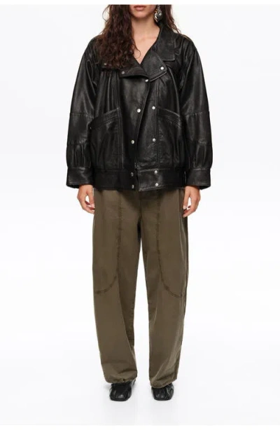 Bimba Y Lola Leather Volume Jacket In Black