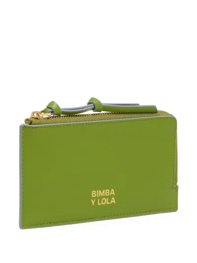 Bimba Y Lola Leather Zip Purse In Green