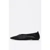 Bimba Y Lola Leather Zip Toe Ballerina In Black